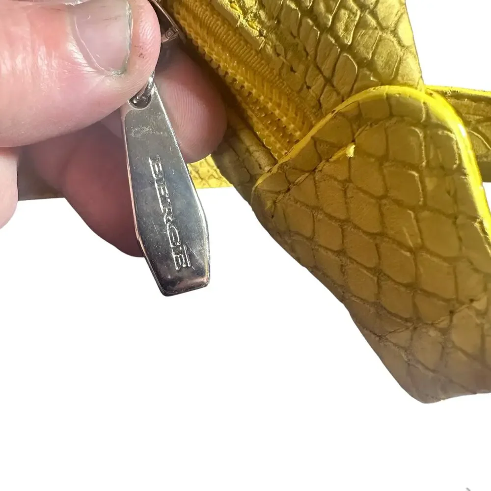 Berge Yellow Embossed Leather Shoulder Bag Snakeskin Hobo